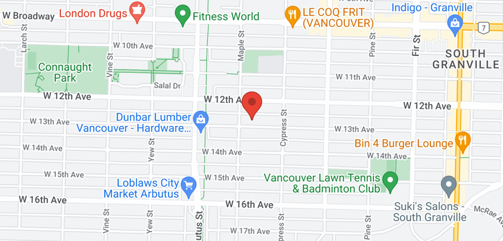 map of 1973 W 13TH AVENUE